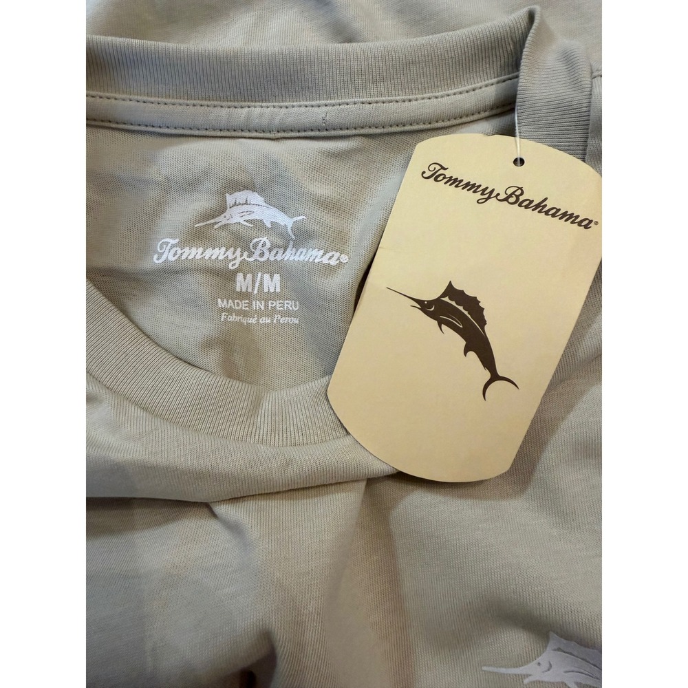 NWT Tommy Bahama Mens Tan Beige Golf Graphic T-Shirt Short Sleeve Cotton Medium - Picture 2 of 5